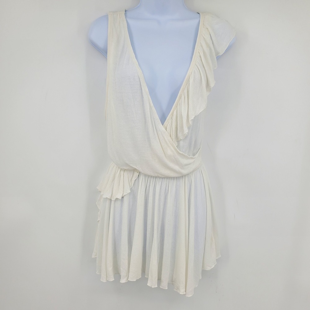 Free People Float Away Ruffle Surplice V-Neck Gauze Sleeveless Medium Shirt